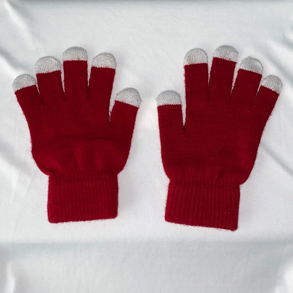 New Red touch screen gloves with grey tips